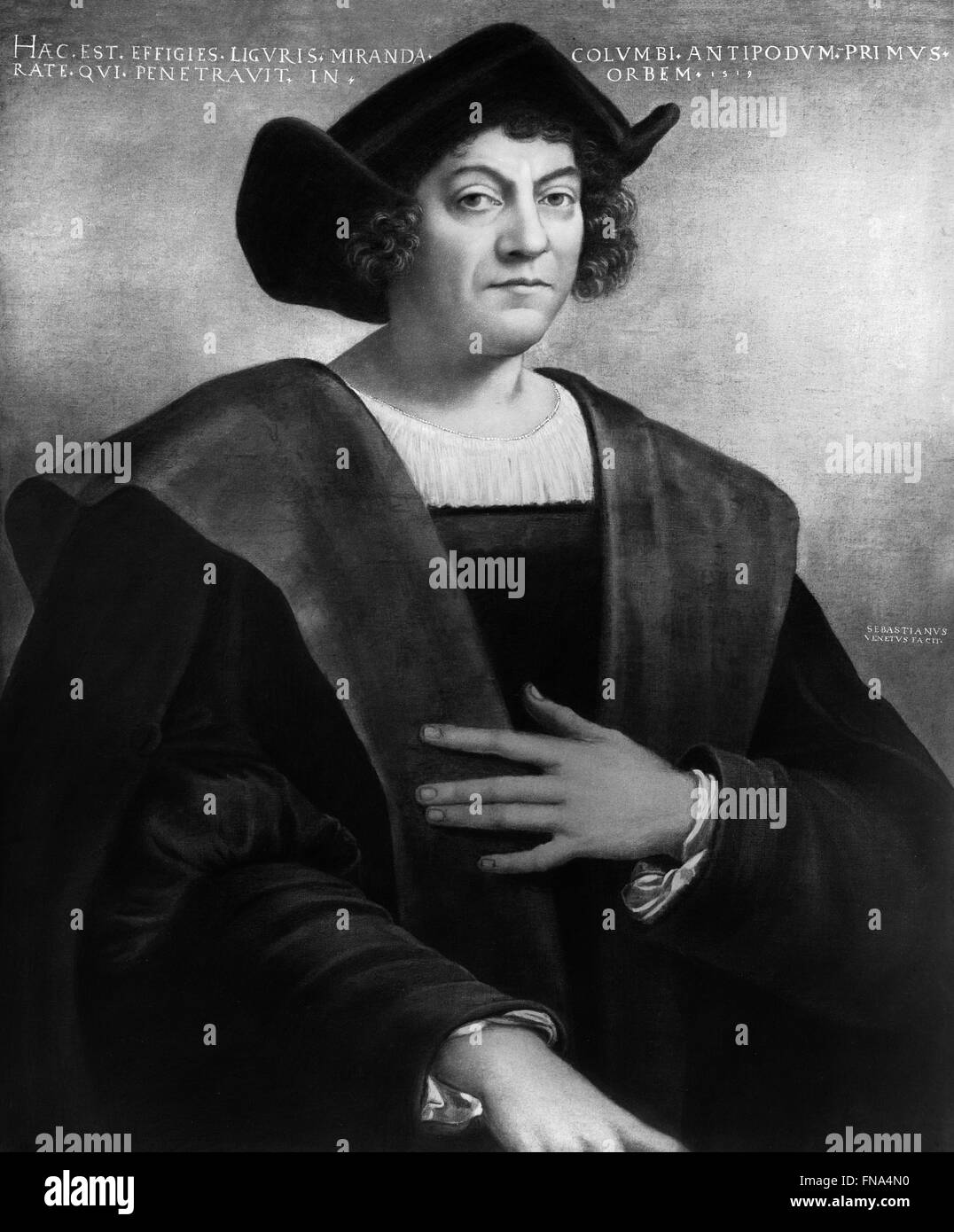 Christopher Columbus. Ein 1906 Foto ein Portrait nach einem 1519 Gemälde von Sebastiano del Piombo, sagte Christopher Columbus sein Stockfoto