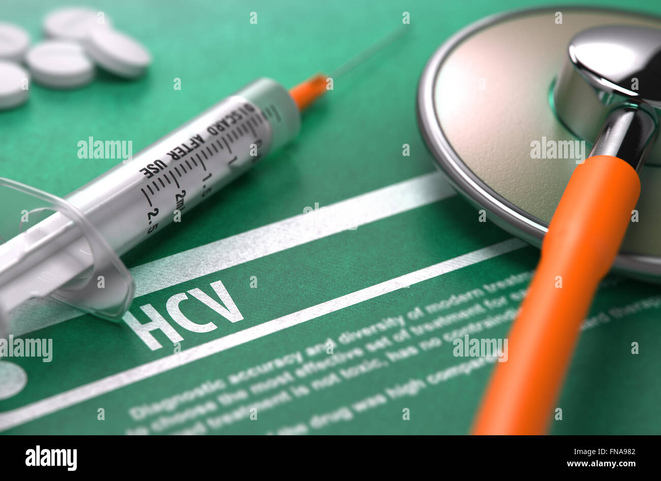 HCV - gedruckte Diagnose. Medizinisches Konzept. Stockfoto