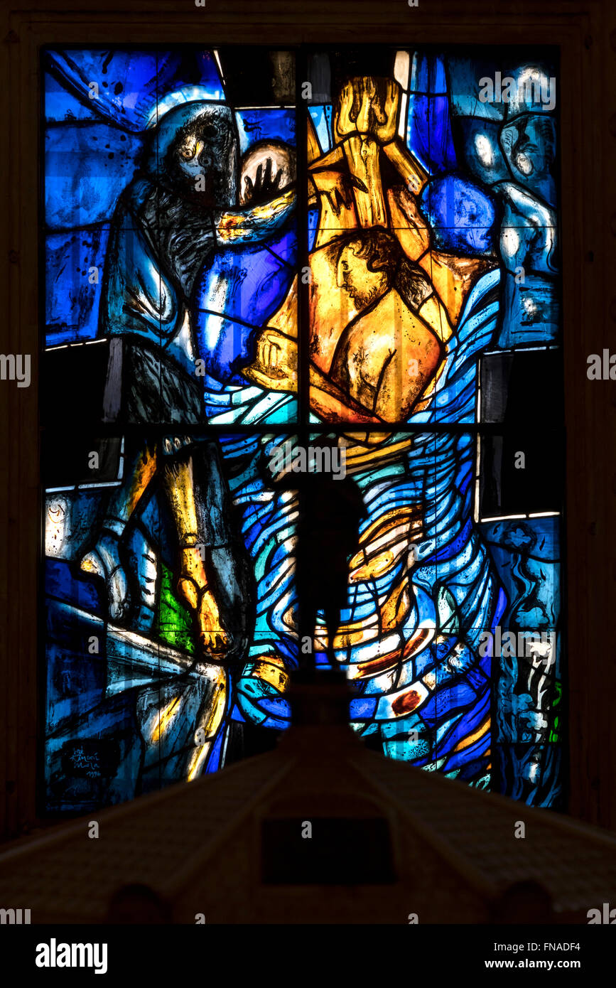 Kirchenfenster der Kathedrale Basilica Menor De La Virgen De La Anunciación / Catedral Primada de América, Hauptstadt Santo Domin Stockfoto