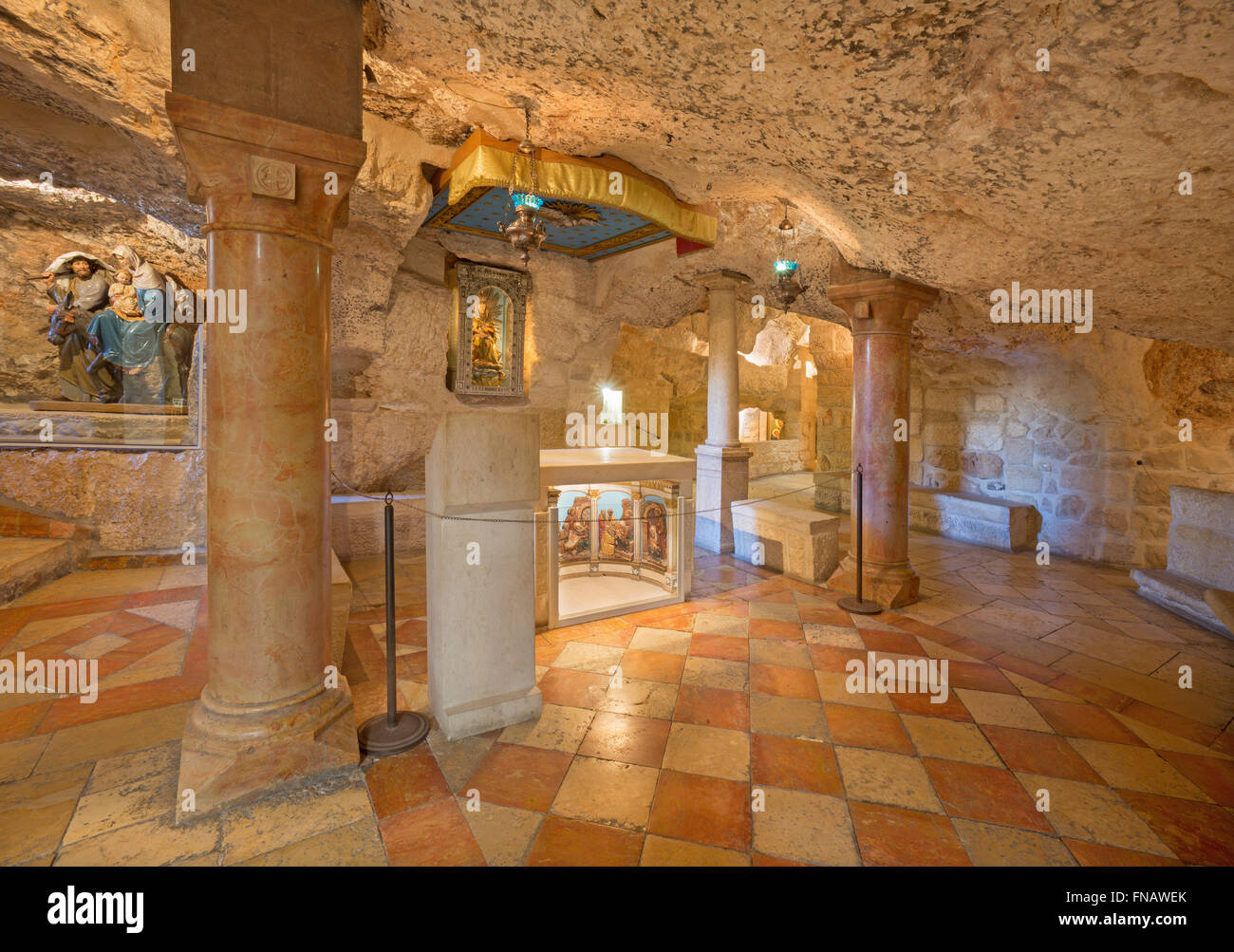 BETHLEHEM, ISRAEL - 6. März 2015: Die Höhle der "Milchgrotte" Kapelle. Stockfoto