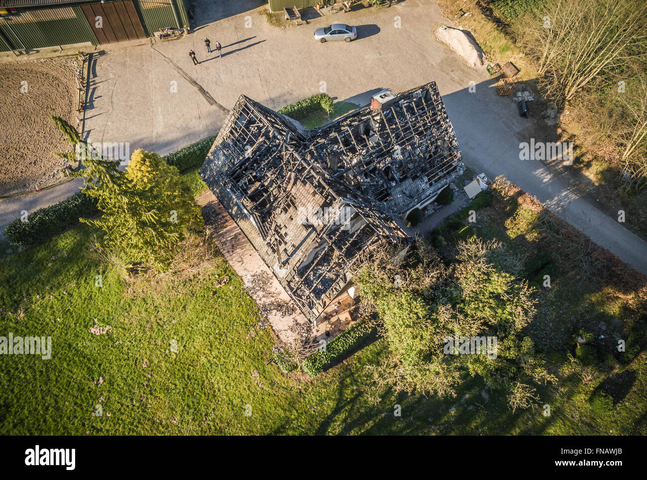 Haus abgebrannt Stockfoto