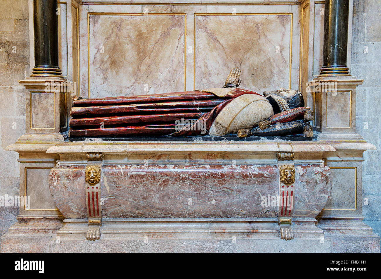 Grab von John Still, Bischof von Bath und Wells. Wells Cathedral. Somerset, England. Stockfoto