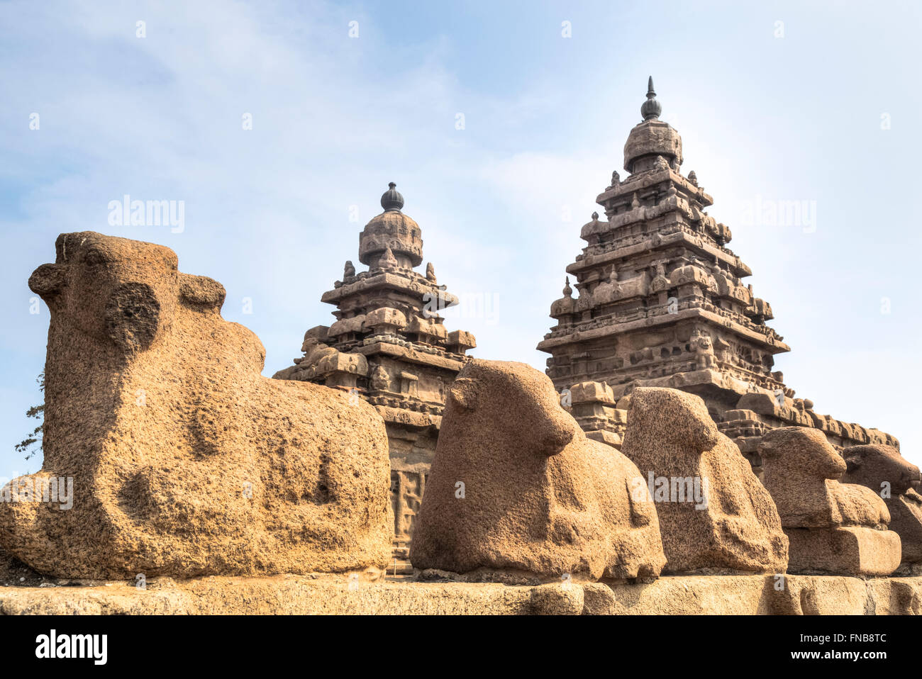 Shore Tempel, Mahabalipuram, Tamil Nadu, Indien Stockfoto