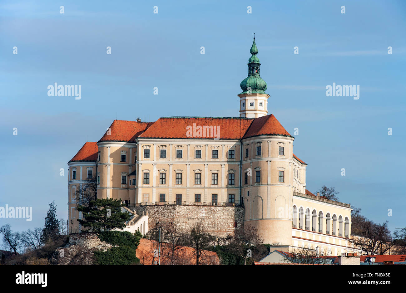 Schloss Mikulov in Südmähren, Tschechische Republik Stockfoto