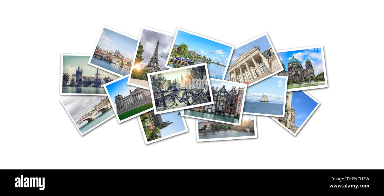 Postkarte-Collage aus Europa. Stockfoto