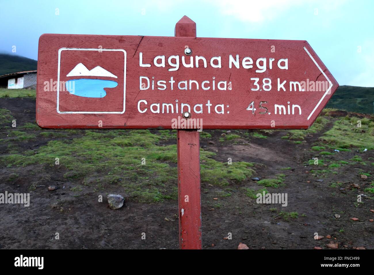 Weg zur Laguna Negra - El Porvenir Dorf - "Las Huaringas" in HUANCABAMBA. Abteilung von Piura. Peru Stockfoto