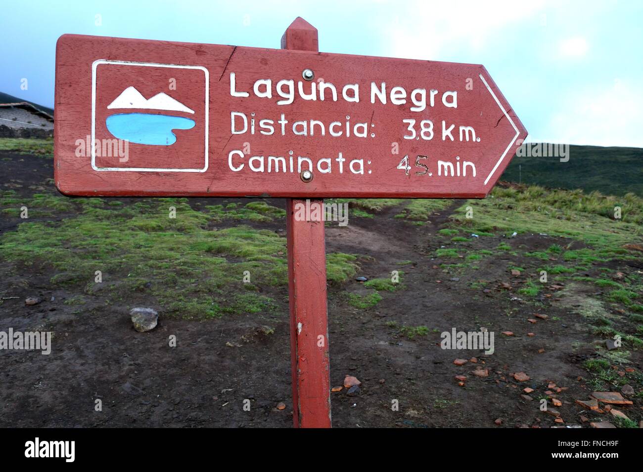 Weg zur Laguna Negra - El Porvenir Dorf - "Las Huaringas" in HUANCABAMBA. Abteilung von Piura. Peru Stockfoto