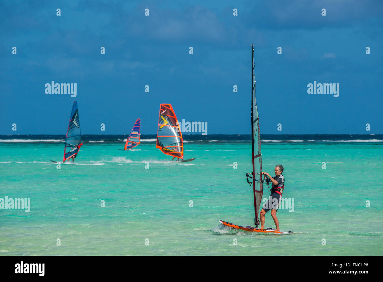 Lac Bay auf Bonaire die besten windsurf spot der Welt. Schluck Wasser und engen Wind immer schön warme Wetter Stockfoto