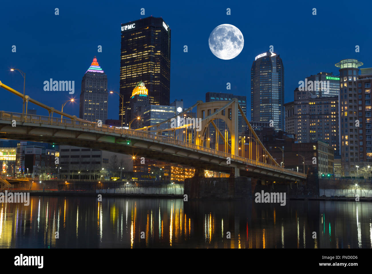 ANDY WARHOL BRIDGE SKYLINE INNENSTADT ALLEGHENY RIVER PITTSBURGH PENNSYLVANIA USA Stockfoto