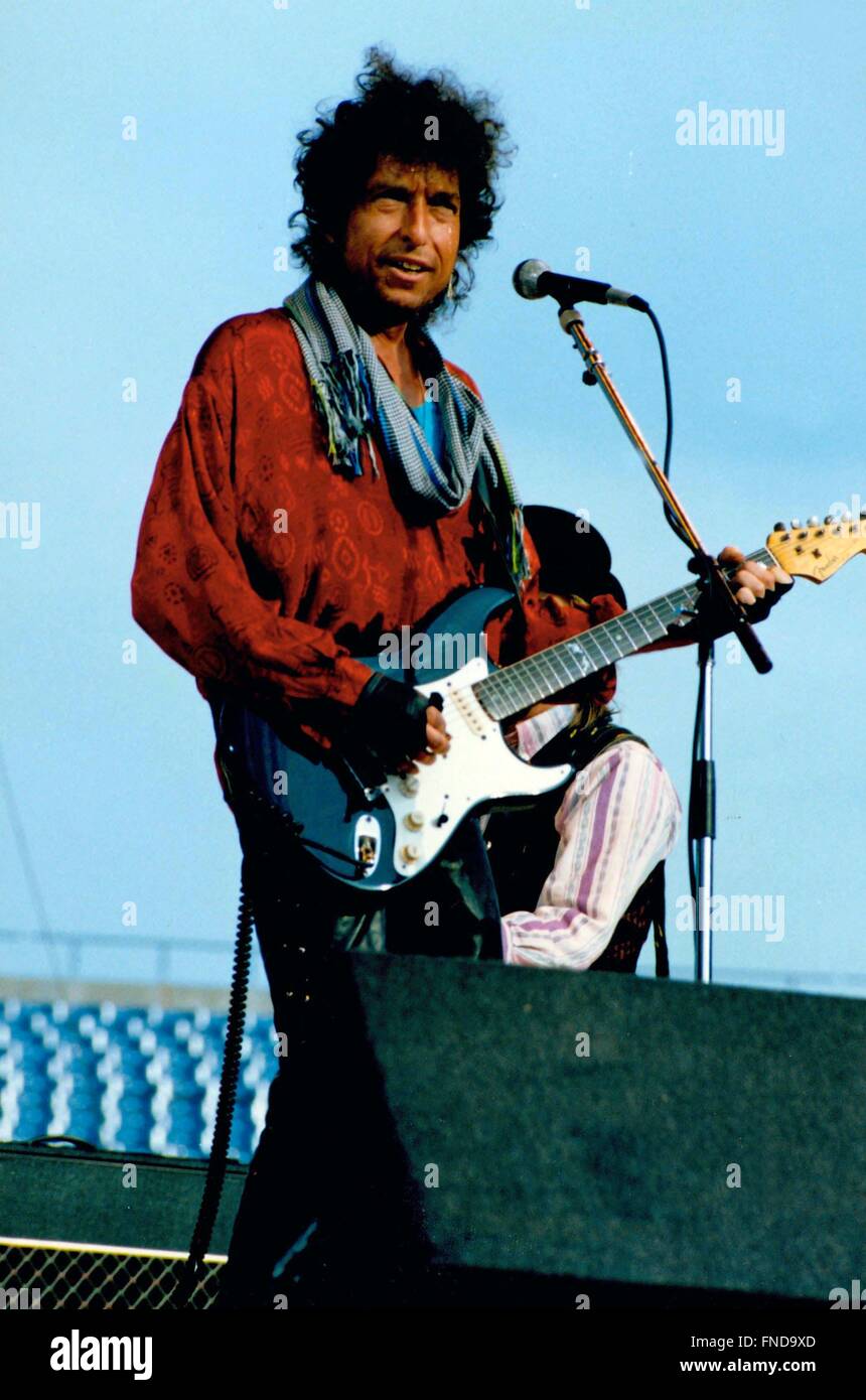 BOB DYLAN BEI RICH STADION BUFFALO, NY 04.07.1986 FOTO VON MICHAEL BRITO Stockfoto