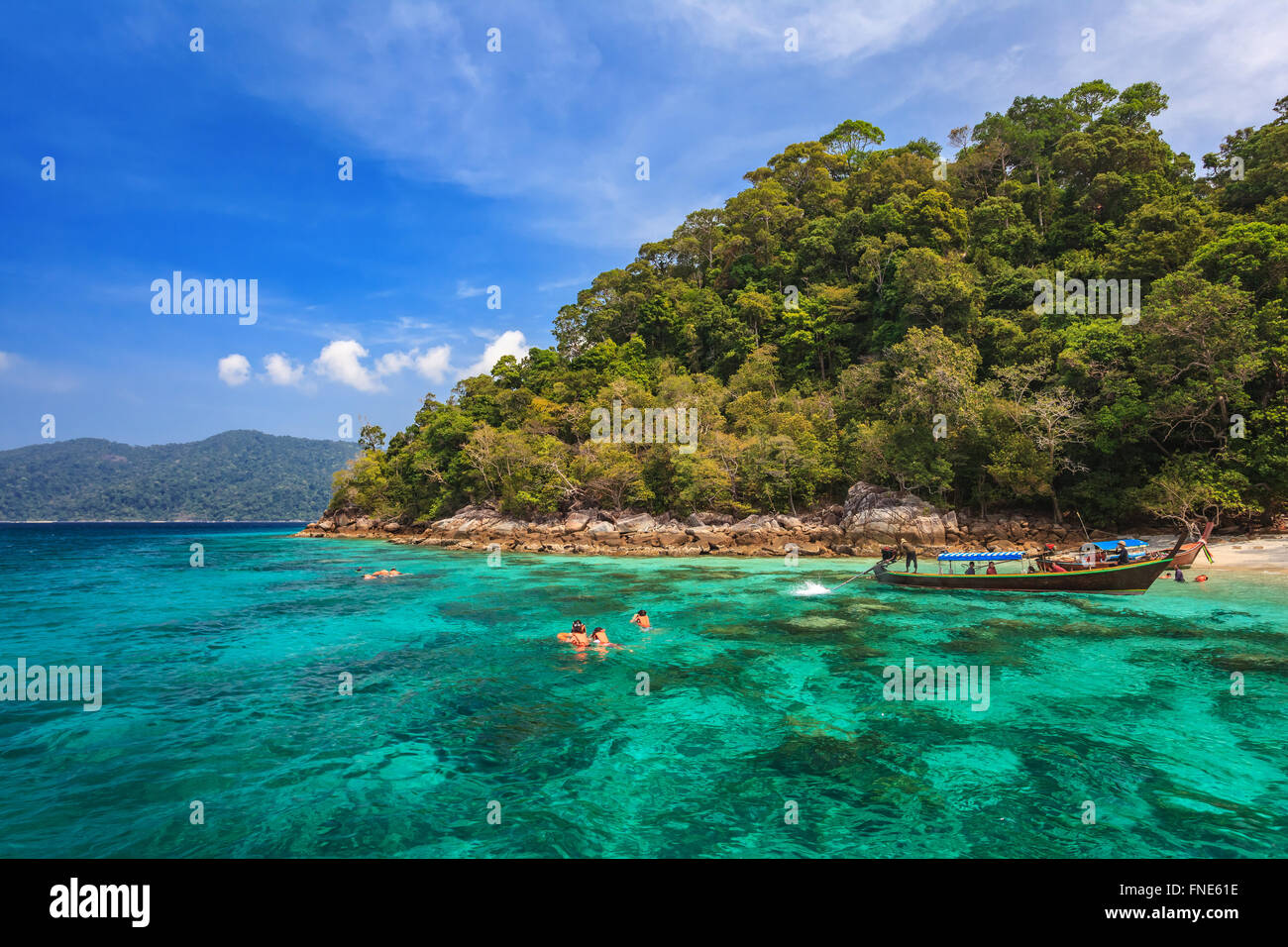 Schnorcheln Sie, Tauchen auf Koh Lipe, Thailand Stockfoto