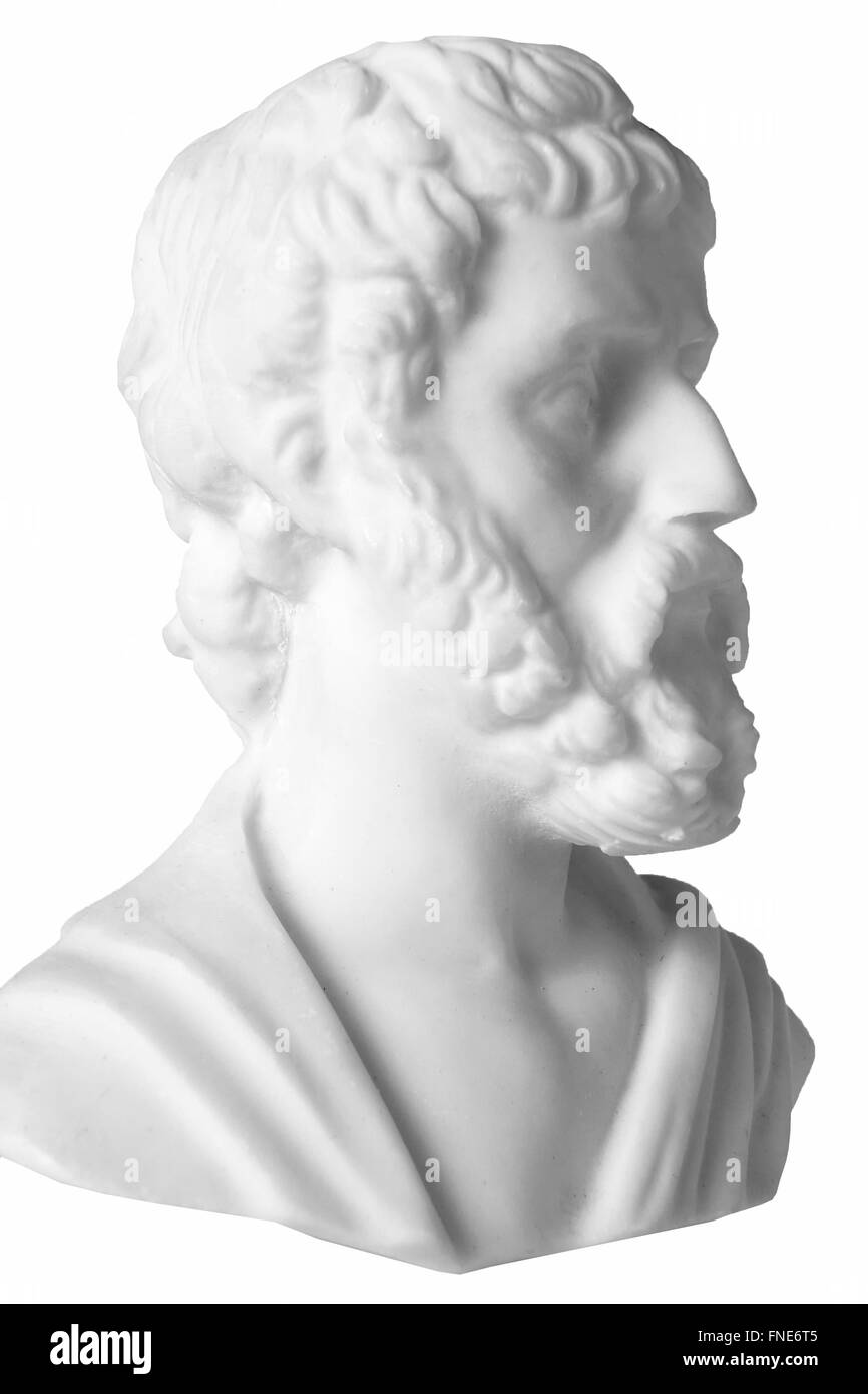 Sophokles (496-406 v. Chr.) war eine antike griechische Tragiker der klassischen Ära. Weisse Marmorbüste von ihm Stockfoto