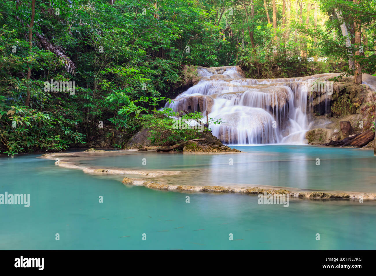 Erawan Wasserfall, Kanjanaburi, Thailand Stockfoto