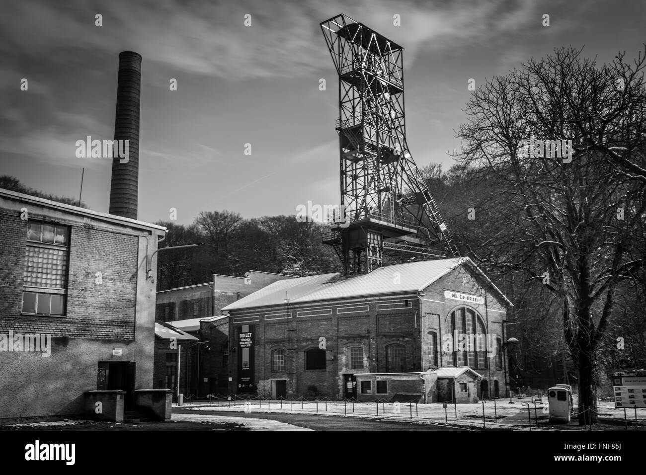 Alte Grube Landek in tschechischen Stadt Ostrava schwarz / weiß Fotografie Stockfoto