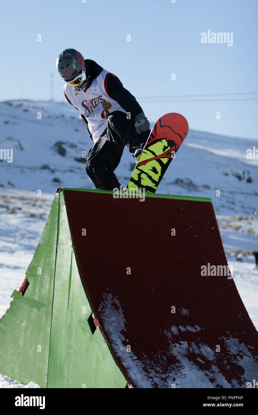 Snowboarden in Lesotho Stockfoto