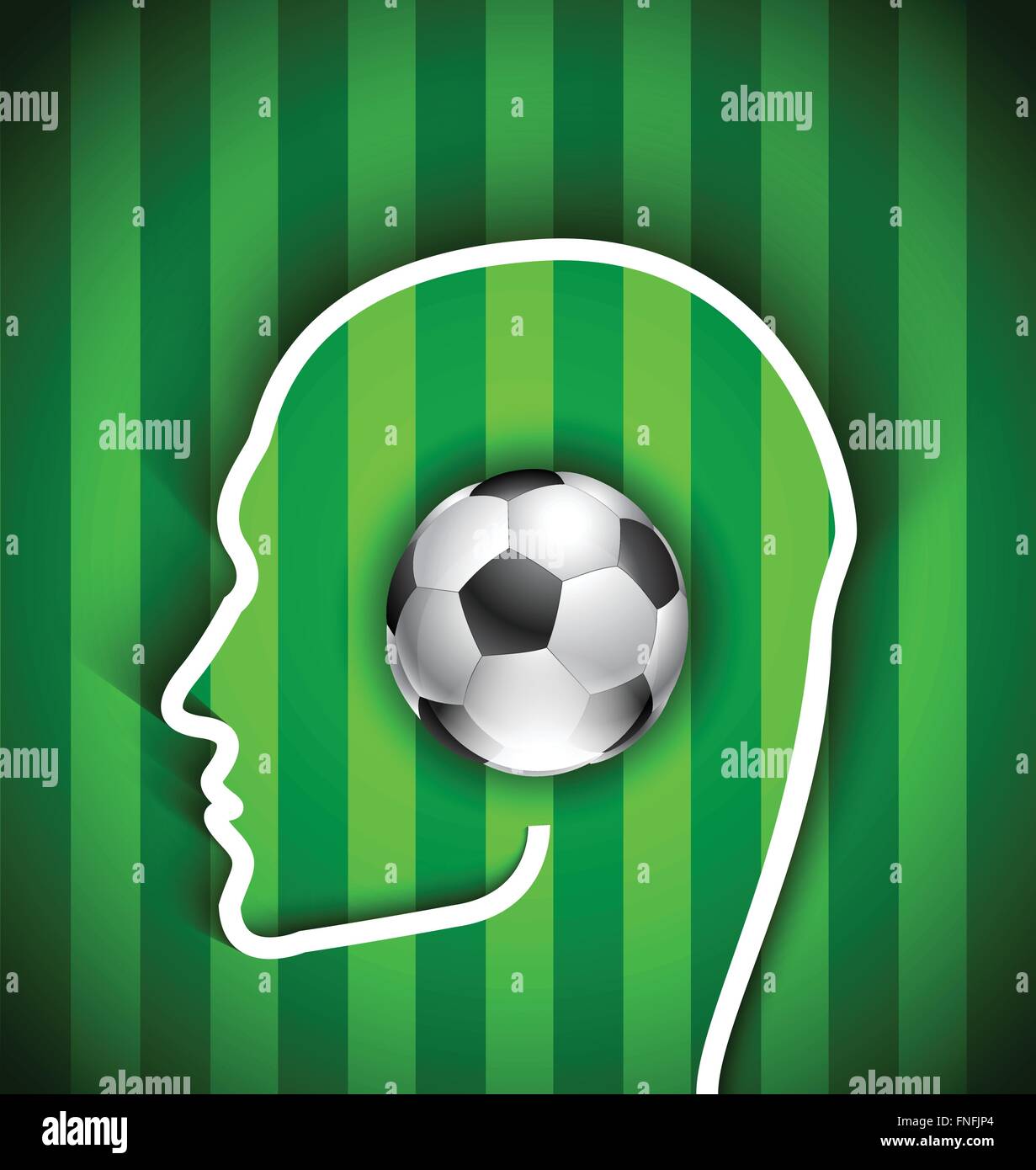 Menschlichen Kopf mit Fußball - Fußball fan Konzept Stock Vektor