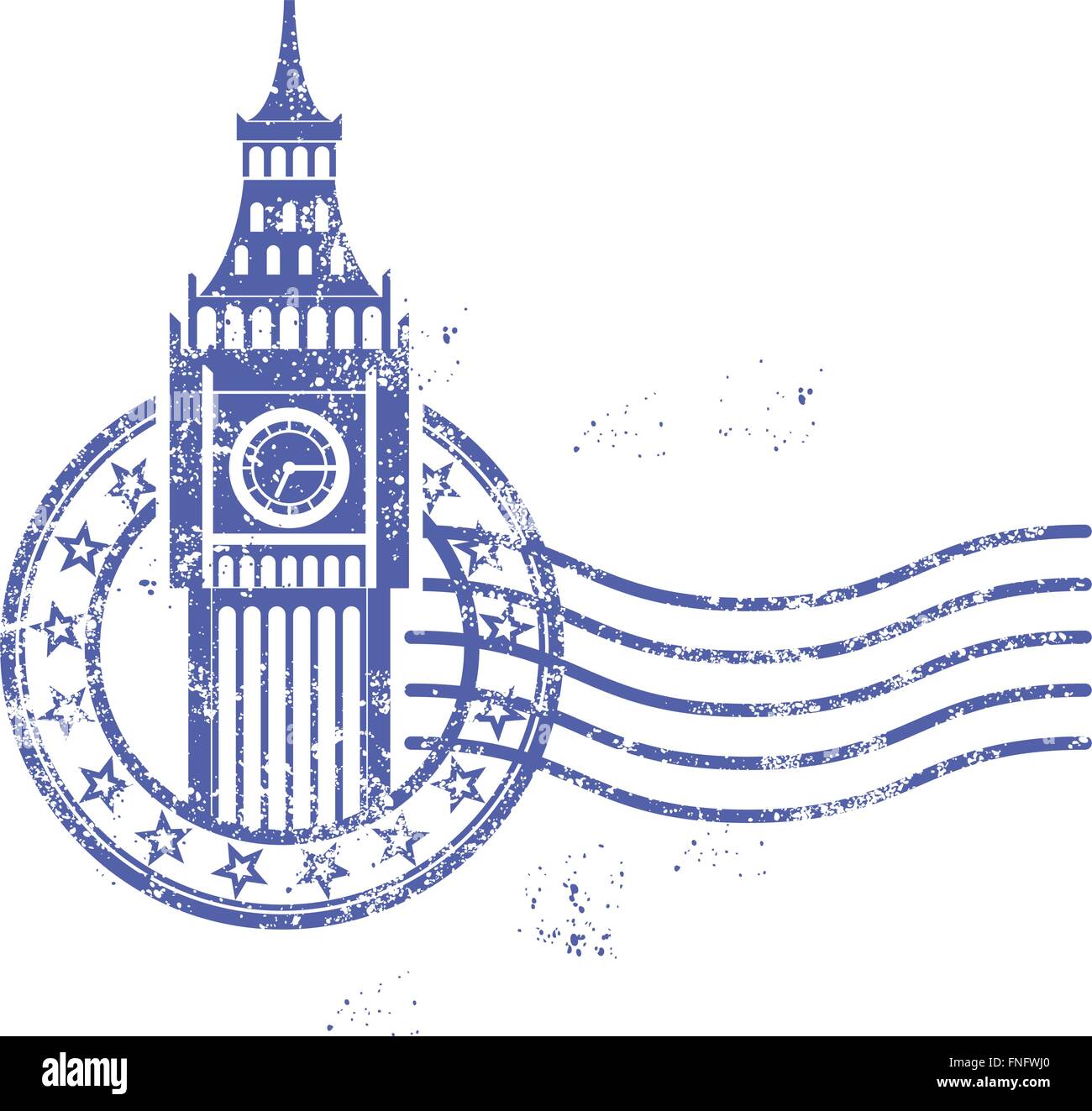 Grunge runden Stempel mit Big Ben - Wahrzeichen von London Stock Vektor