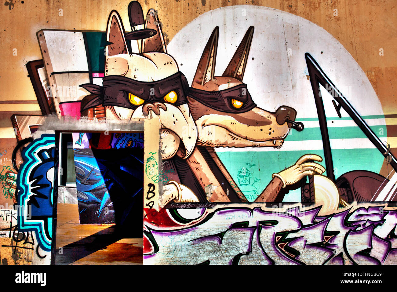 Graffiti an der Wand, Poble sec, Barcelona, Spanien Stockfoto