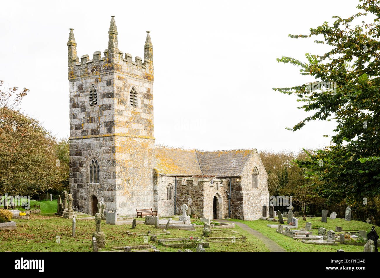 Landewednack Kirche, St.Winwallow auf der Lizard Halbinsel in Cornwall, England, UK. Stockfoto