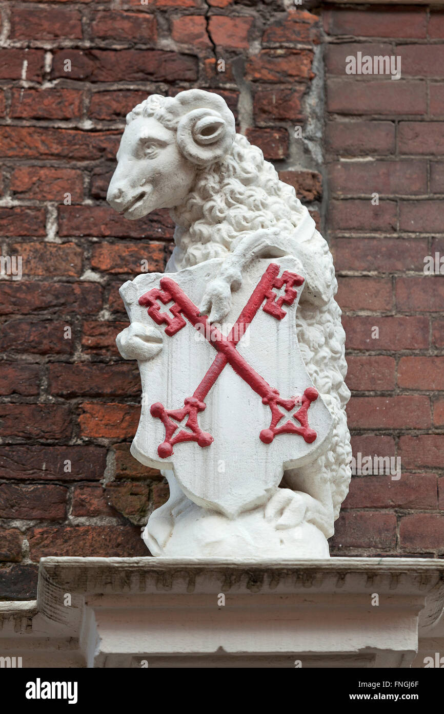 Schaf-Tor, Eingang zum Hof mit Armenhäuser in der Stadt von Leiden, Niederlande Stockfoto