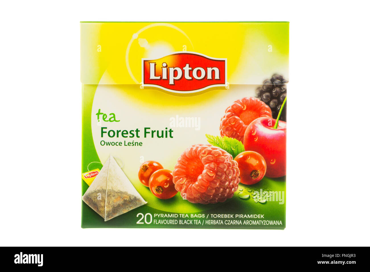 Schachtel mit Lipton Wald Frucht Teebeutel Stockfoto