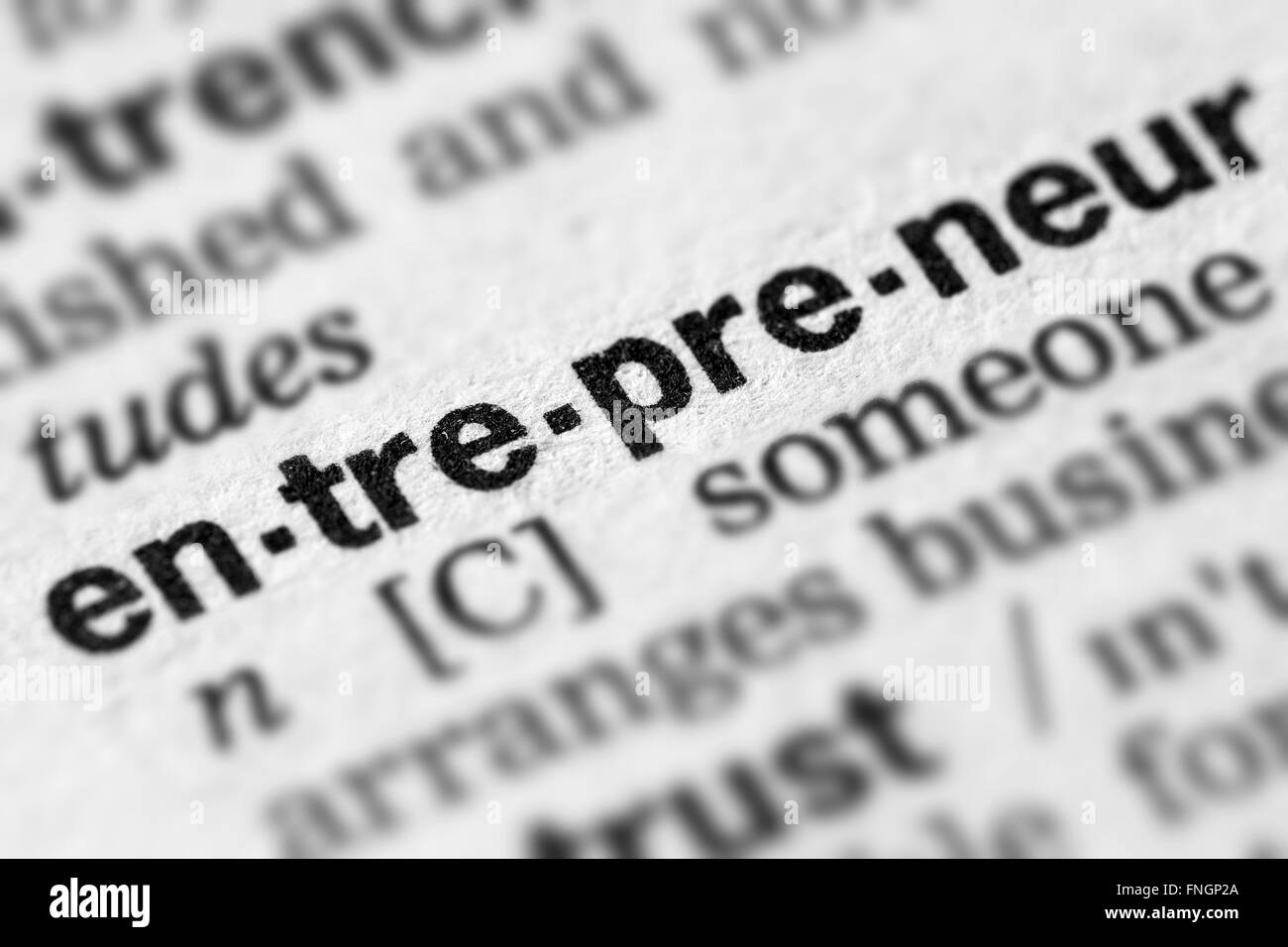 Unternehmer-Definition-Word-Text im Wörterbuch Stockfoto
