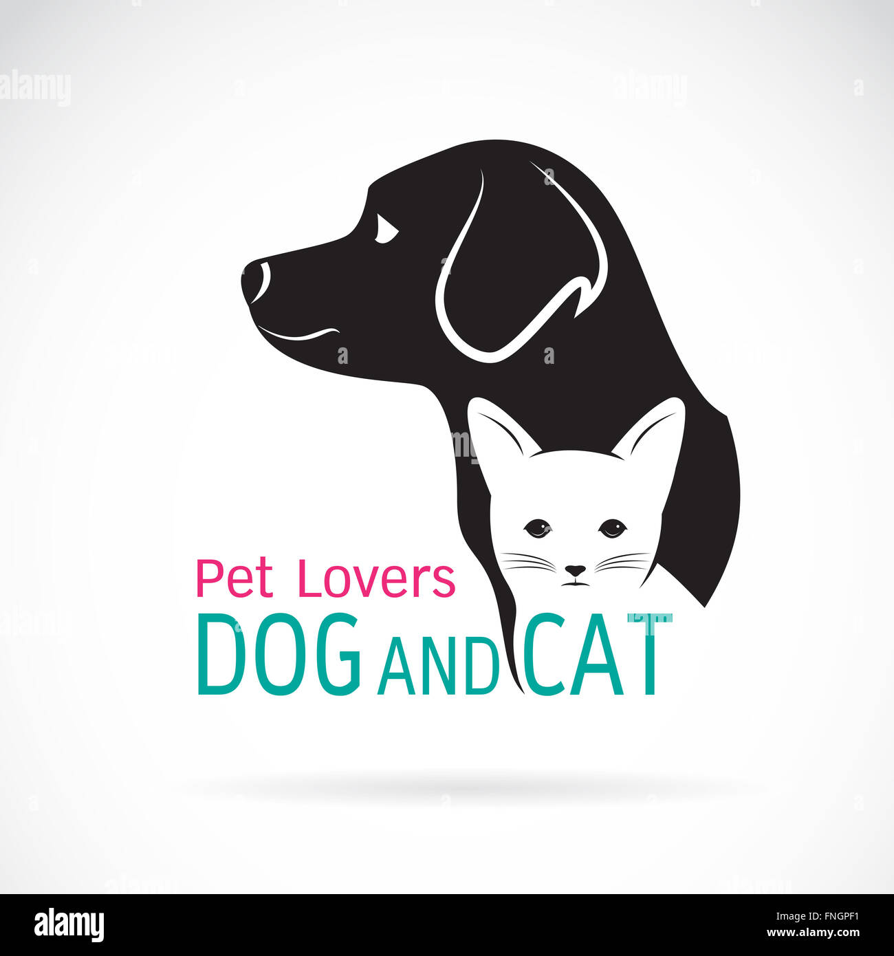 Vektorbild eines Hunde- und Katzendesigns auf weißem Hintergrund. Tiere. Haustier. Stockfoto