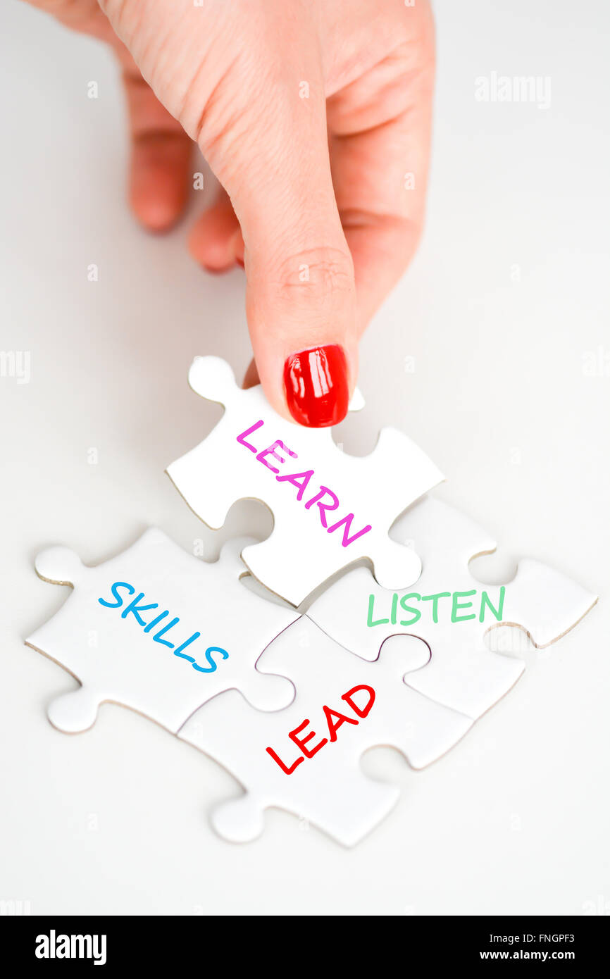 Lead zuzuhören und zu lernen was darauf hindeutet Führungsqualitäten als manager Stockfoto