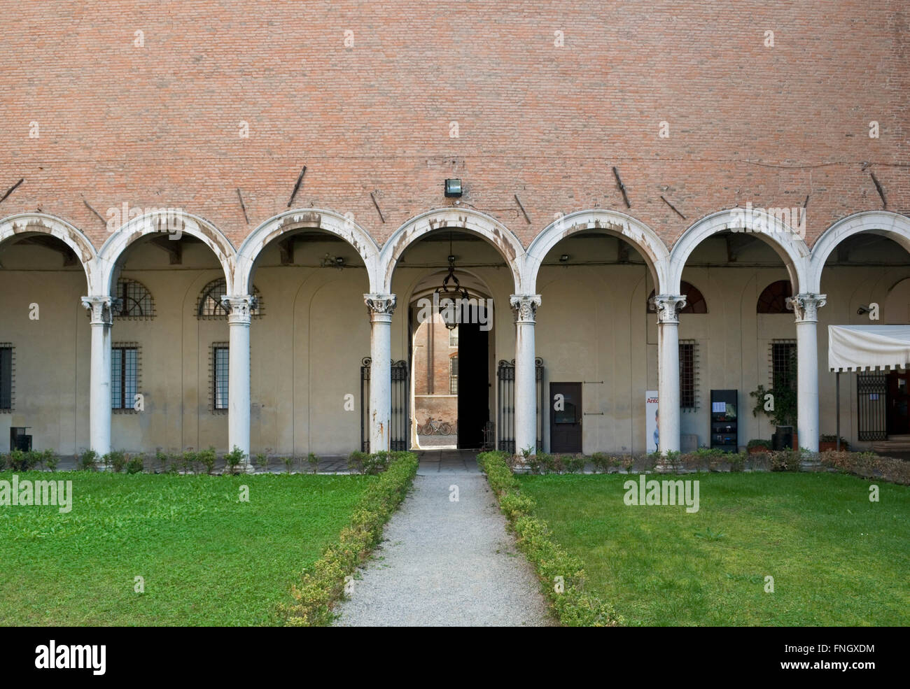 Palazzo dei Diamanti, nationalen Gemäldegalerie, Innenhof, XV Jahrhundert, Ferrara, Italien Stockfoto