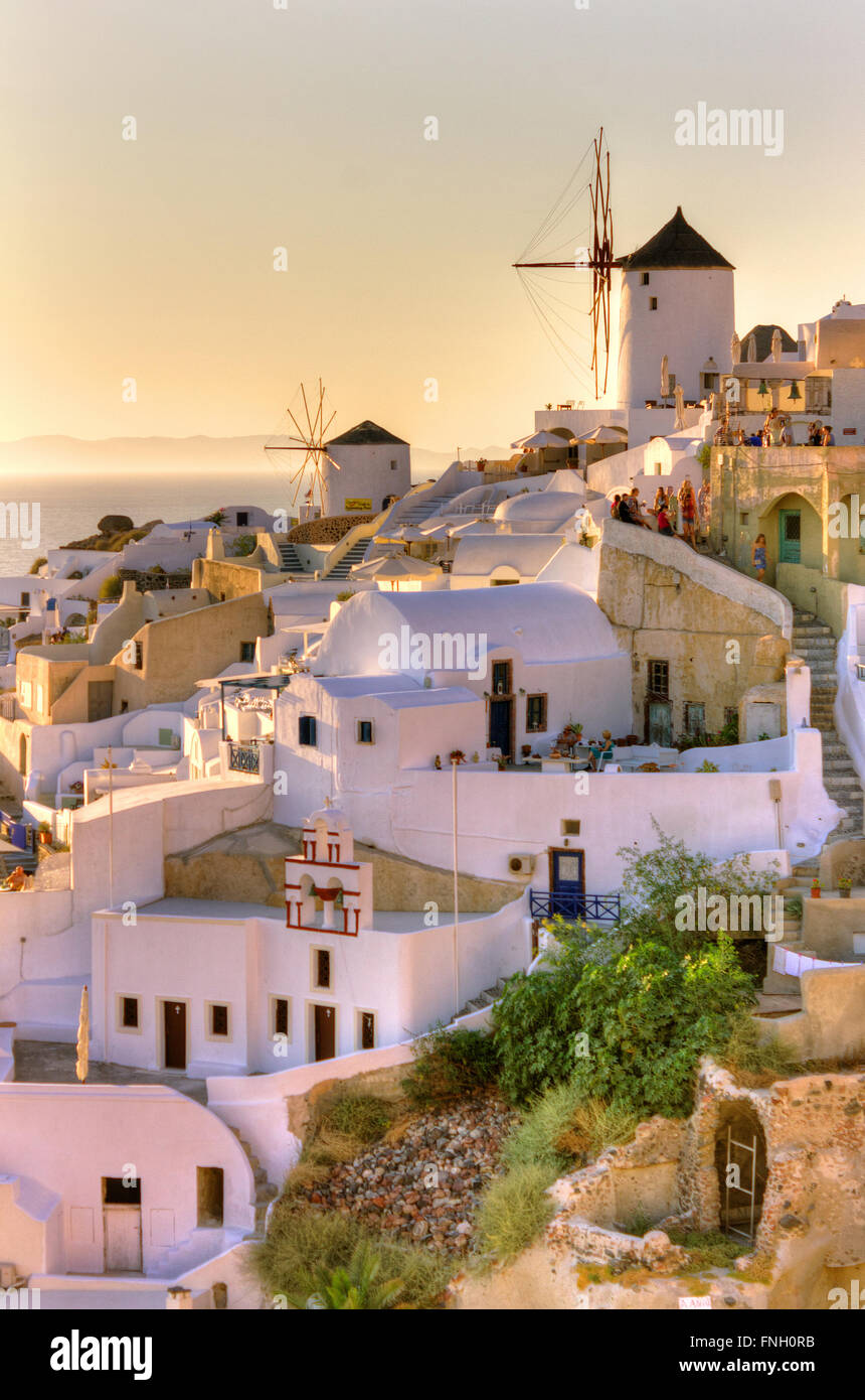 Griechenland, Kykladen, Santorini Insel, Oia Dorf Stadtbild Stockfoto