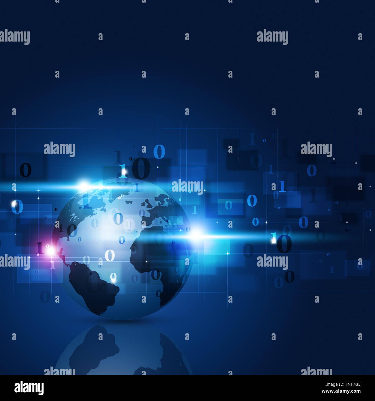 abstrakte Technologie Binärcode Verbindungen blauen Hintergrund Stockfoto
