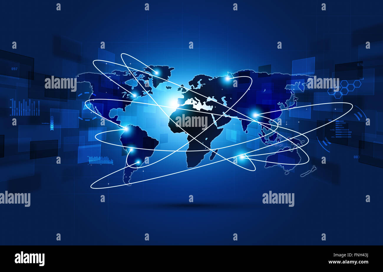 Internet Technologie Verbindungen Konzept blau Business-Schnittstelle abstrahieren Stockfoto