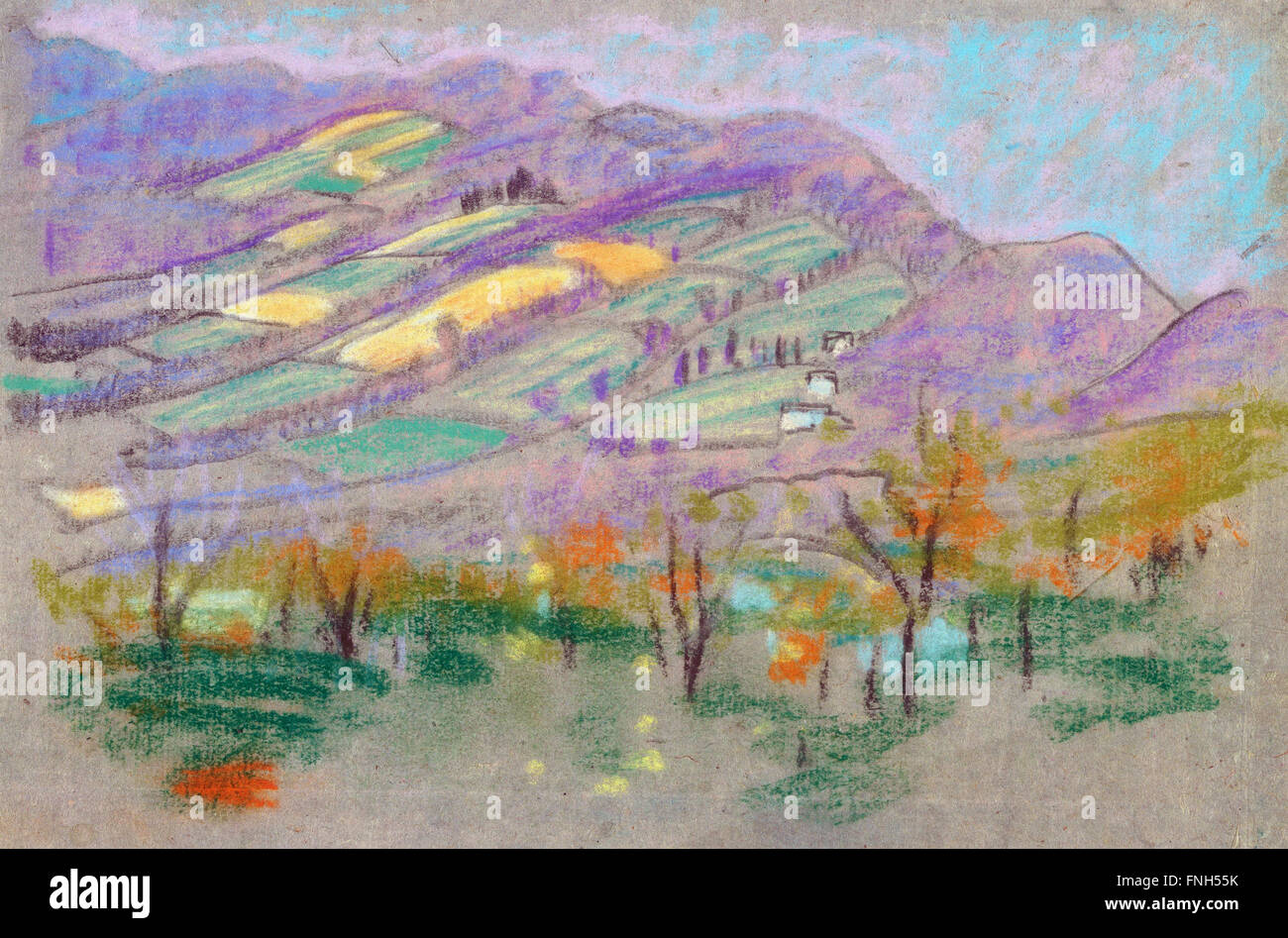 Arthur B. Davies - Landschaft mit violetten Bergen Stockfoto