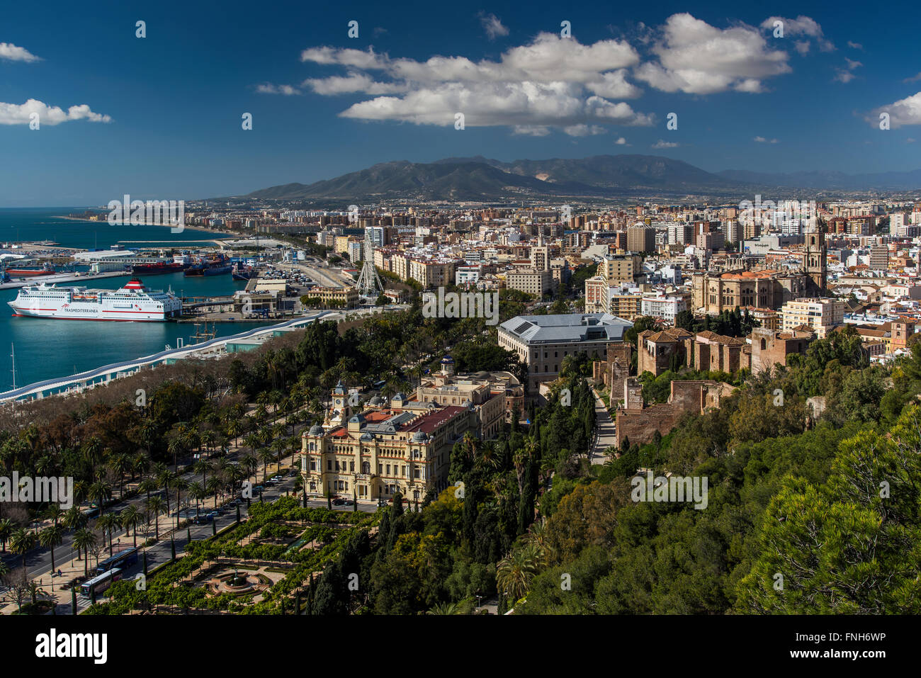 City Skyline, Malaga, Andalusien, Spanien Stockfoto