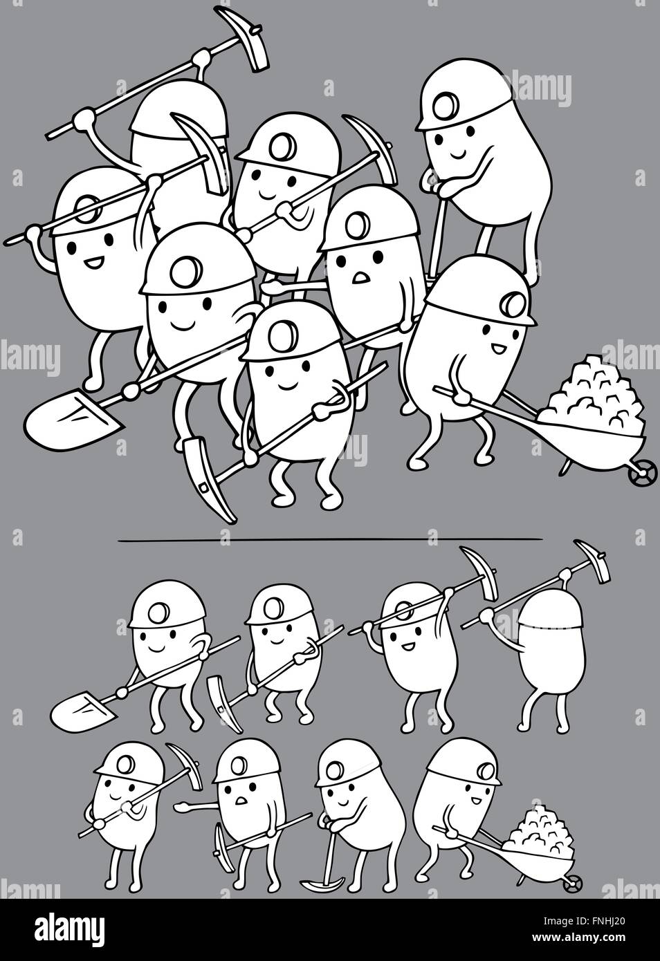 Handgezeichnete Bergmann Zeichen. Stock Vektor