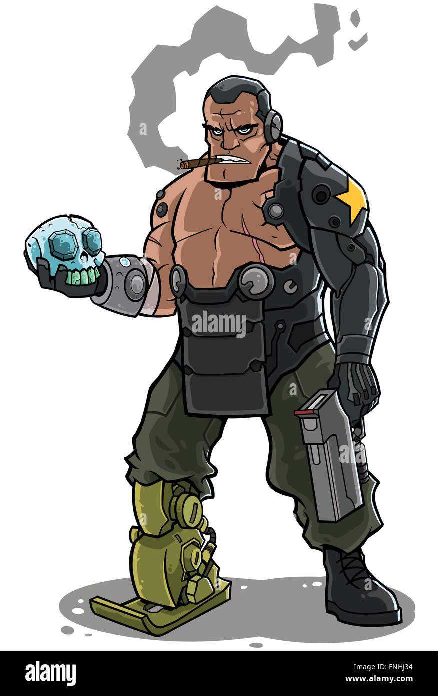 Illustration von Cyborg Soldier Charakter. Stock Vektor