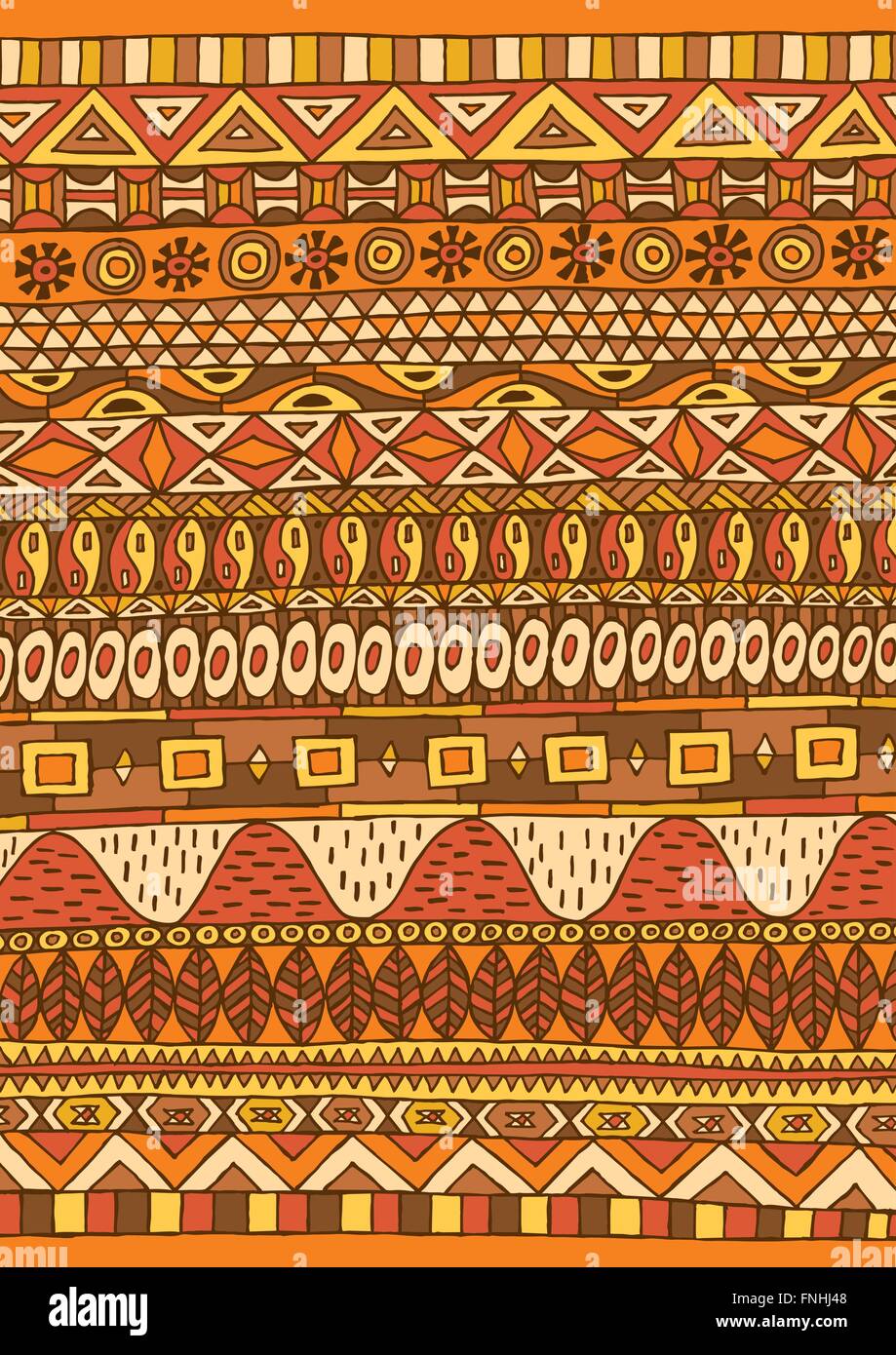 Afrikanische Muster von Hand gezeichnet. NICHT nahtlos. Stock Vektor