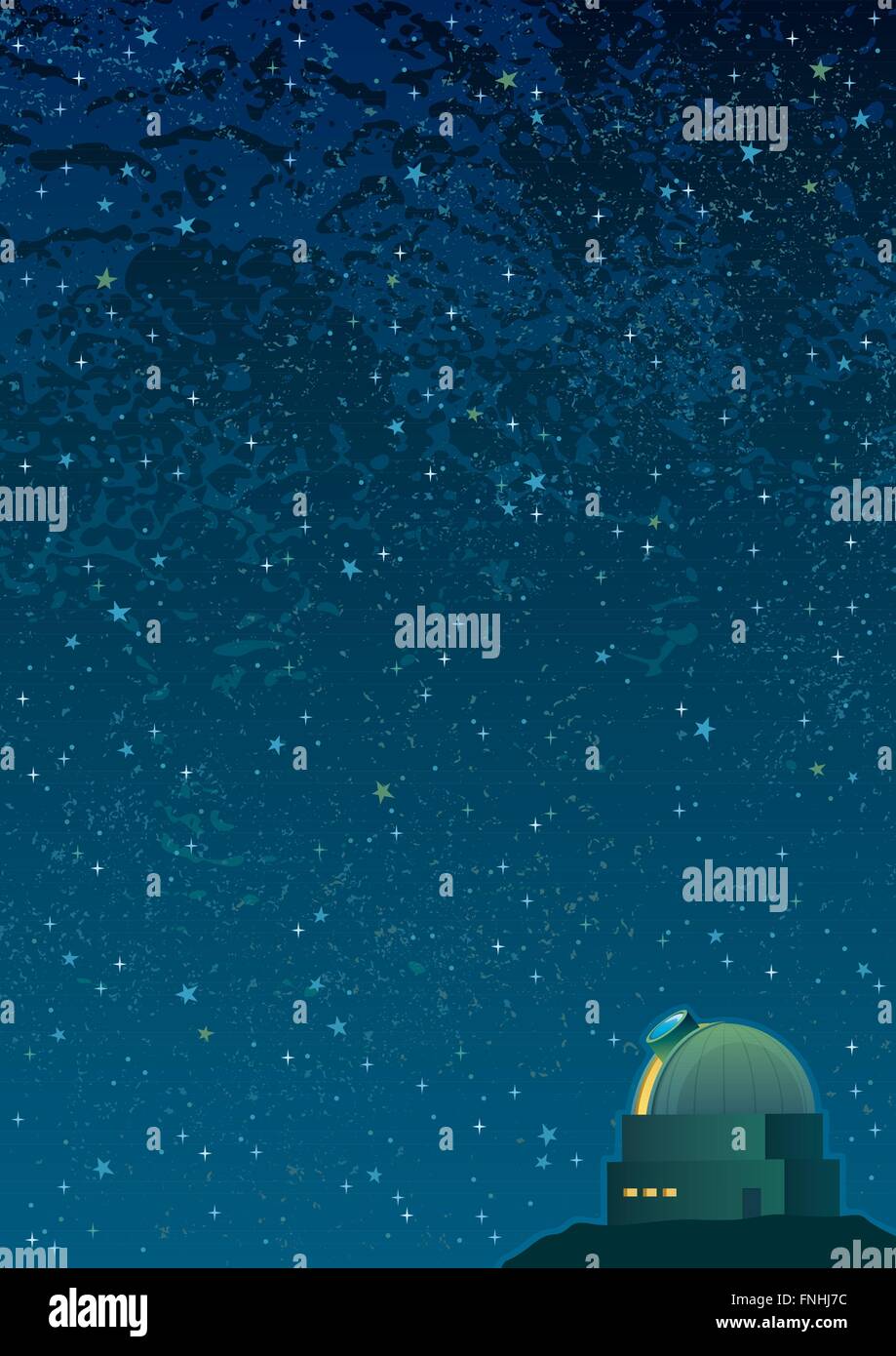 Cartoon-Astronomie-Hintergrund in A4 Proportionen. Stock Vektor