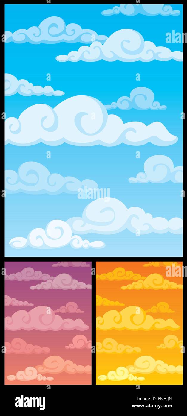 Cartoon Wolkengebilde. Es folgen 2 weitere Versionen unterscheiden sich in Farbe. Stock Vektor