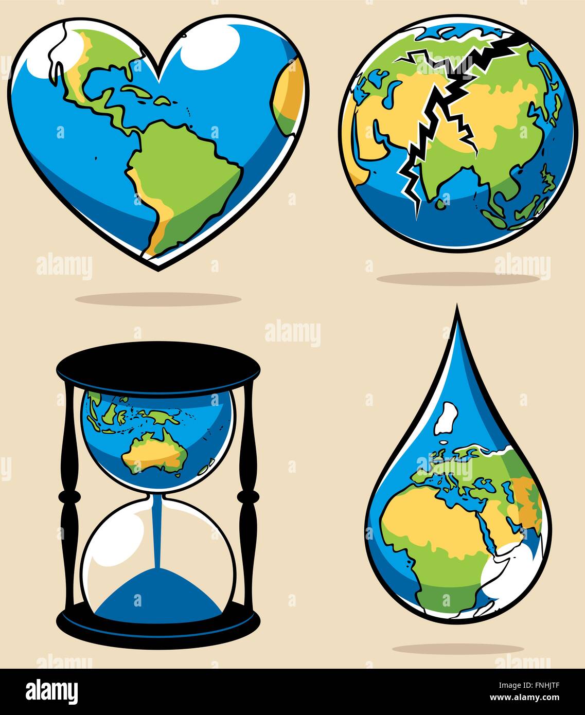 4 begriffliche Illustrationen zu Umweltthemen. Stock Vektor