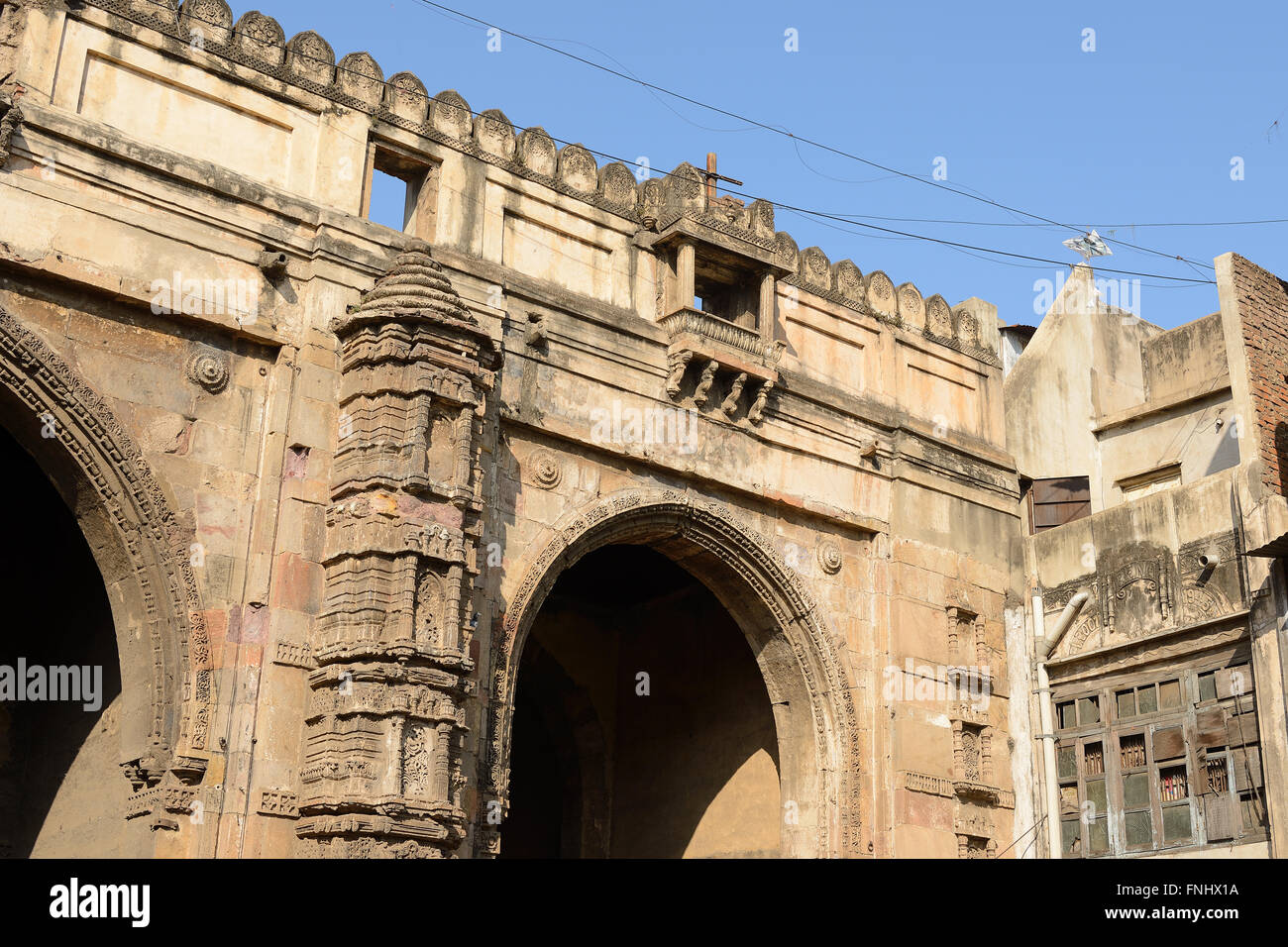 Historische Gebäude in Ahmedabad Stadt im indischen Bundesstaat Gujarat Stockfoto