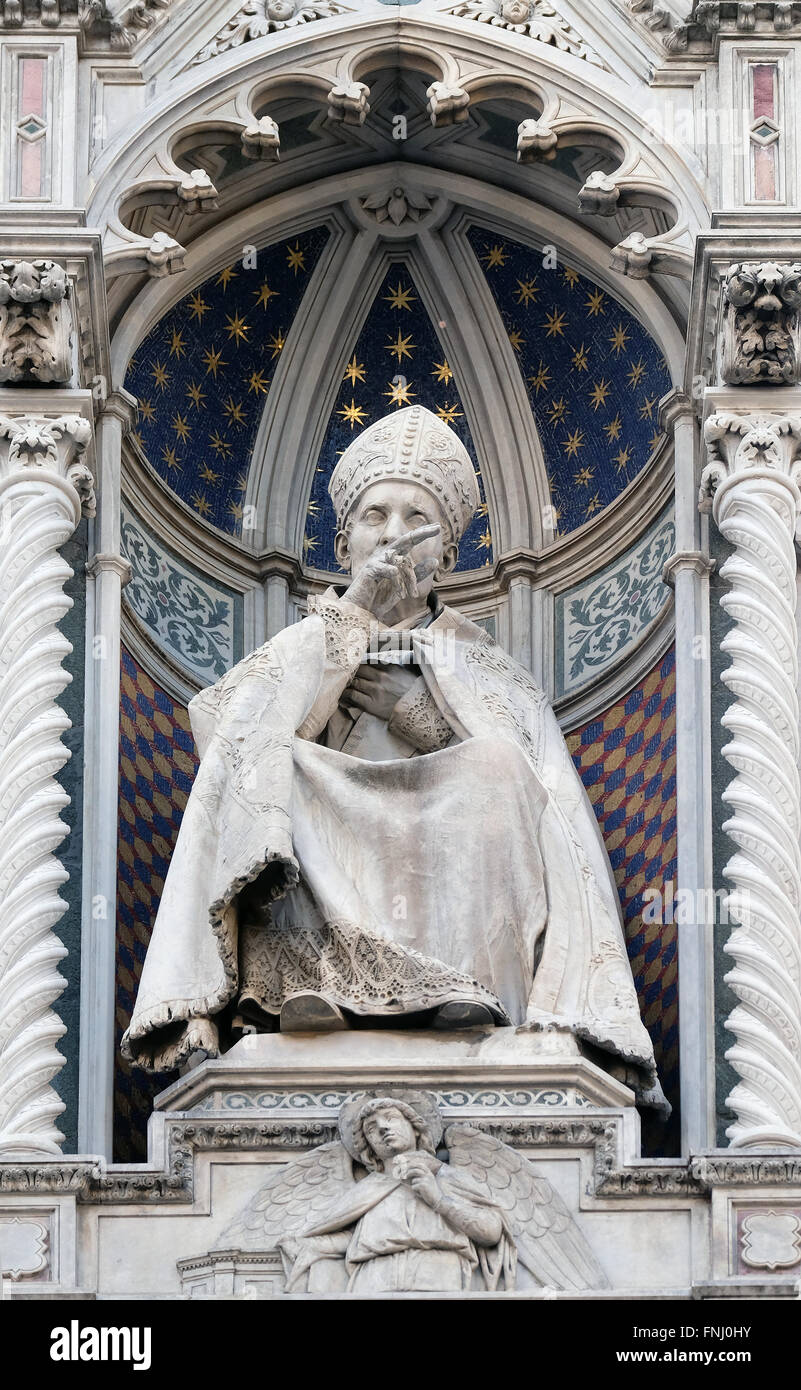 St. Antoninus (Antonio Pierozzi, Erzbischof von Florenz), Portal der Cattedrale di Santa Maria del Fiore, Florenz, Italien Stockfoto