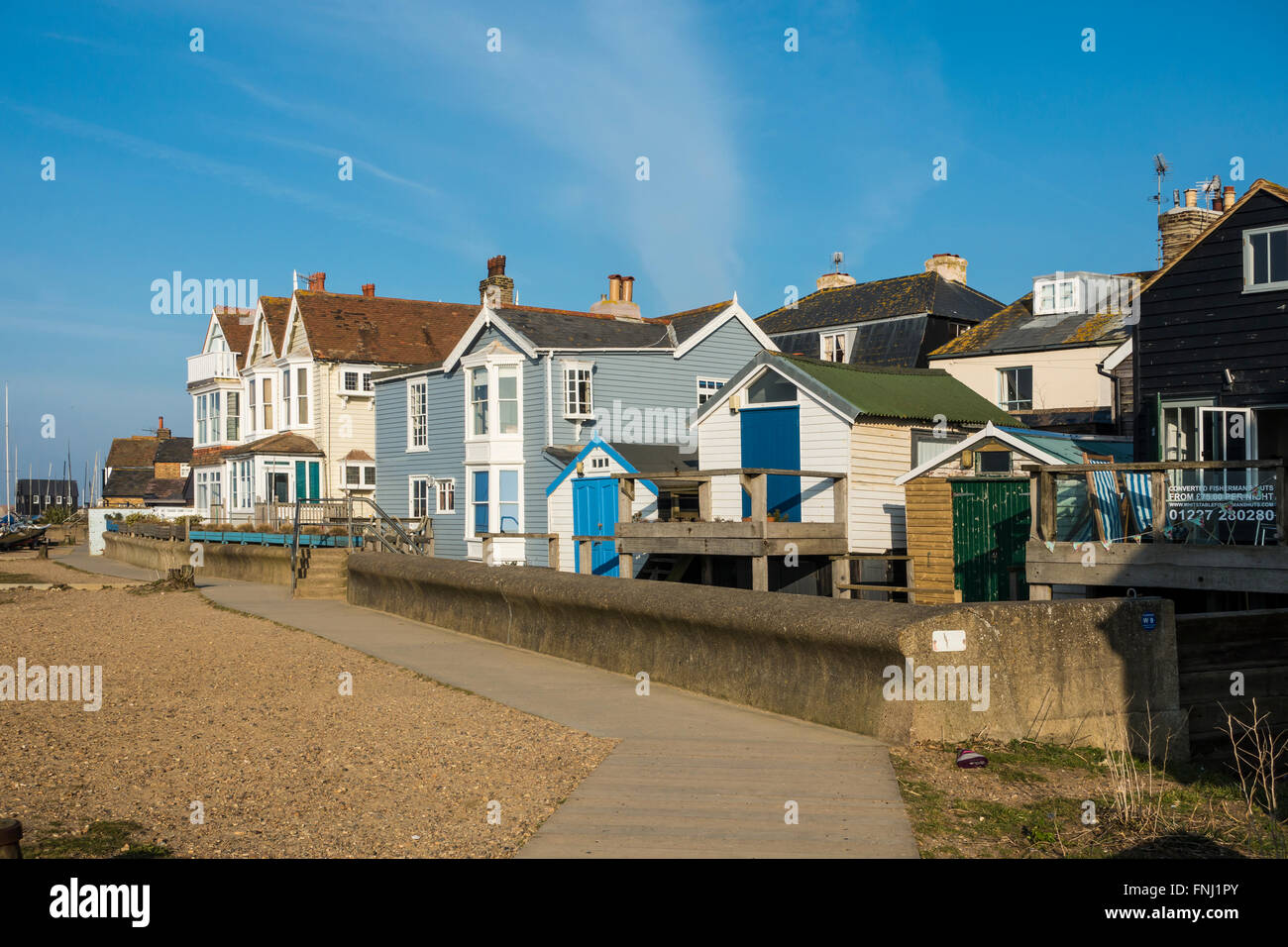 Direkt am Meer Strand Häuser Whitstable Whitatable Kent Stockfoto