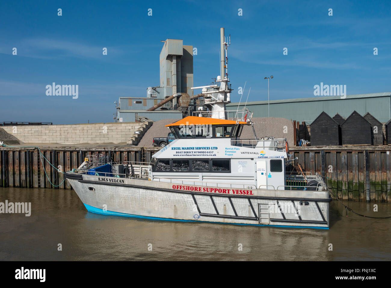 EMS Vulcan Offshore-Support Vessel Excel Marine Services Whitstable Hafen Kent Stockfoto