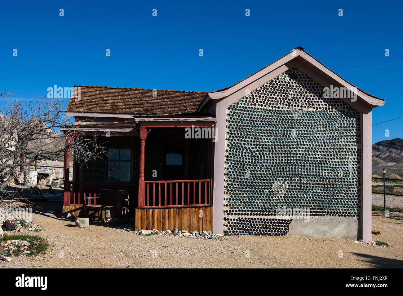 Tom Kelly Bottle House, Rhyolite, Nevada, Vereinigte Staaten von Amerika Stockfoto