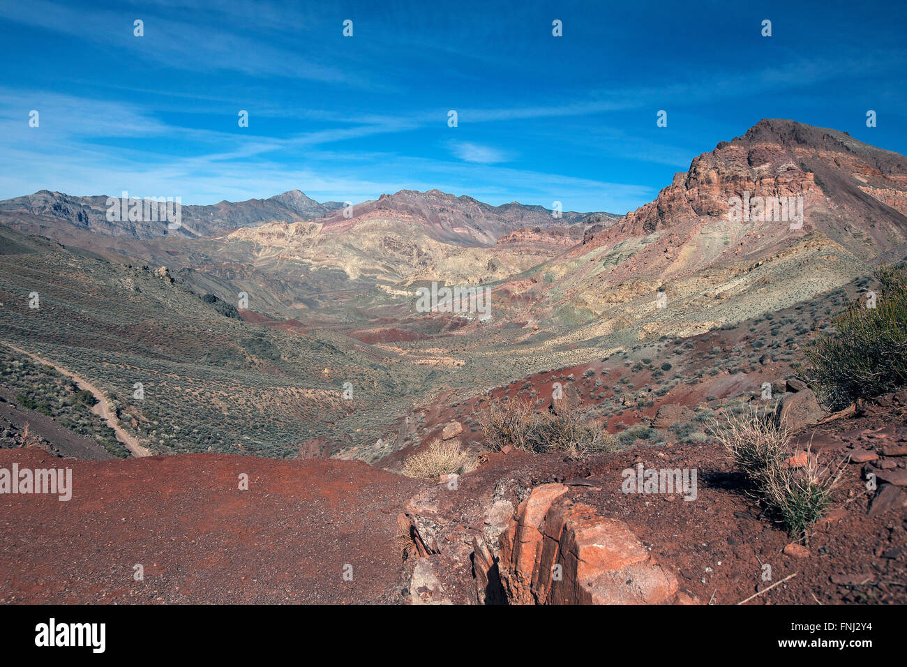 Blick vom roten Pass, Titus Canyon Road, Death Valley Nationalpark, Kalifornien, Vereinigte Staaten von Amerika Stockfoto