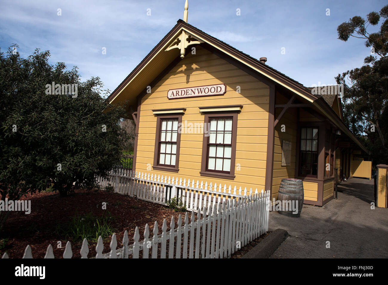 Zug-Depot am Ardenwood historischer Bauernhof, Fremont, California, Vereinigte Staaten von Amerika Stockfoto