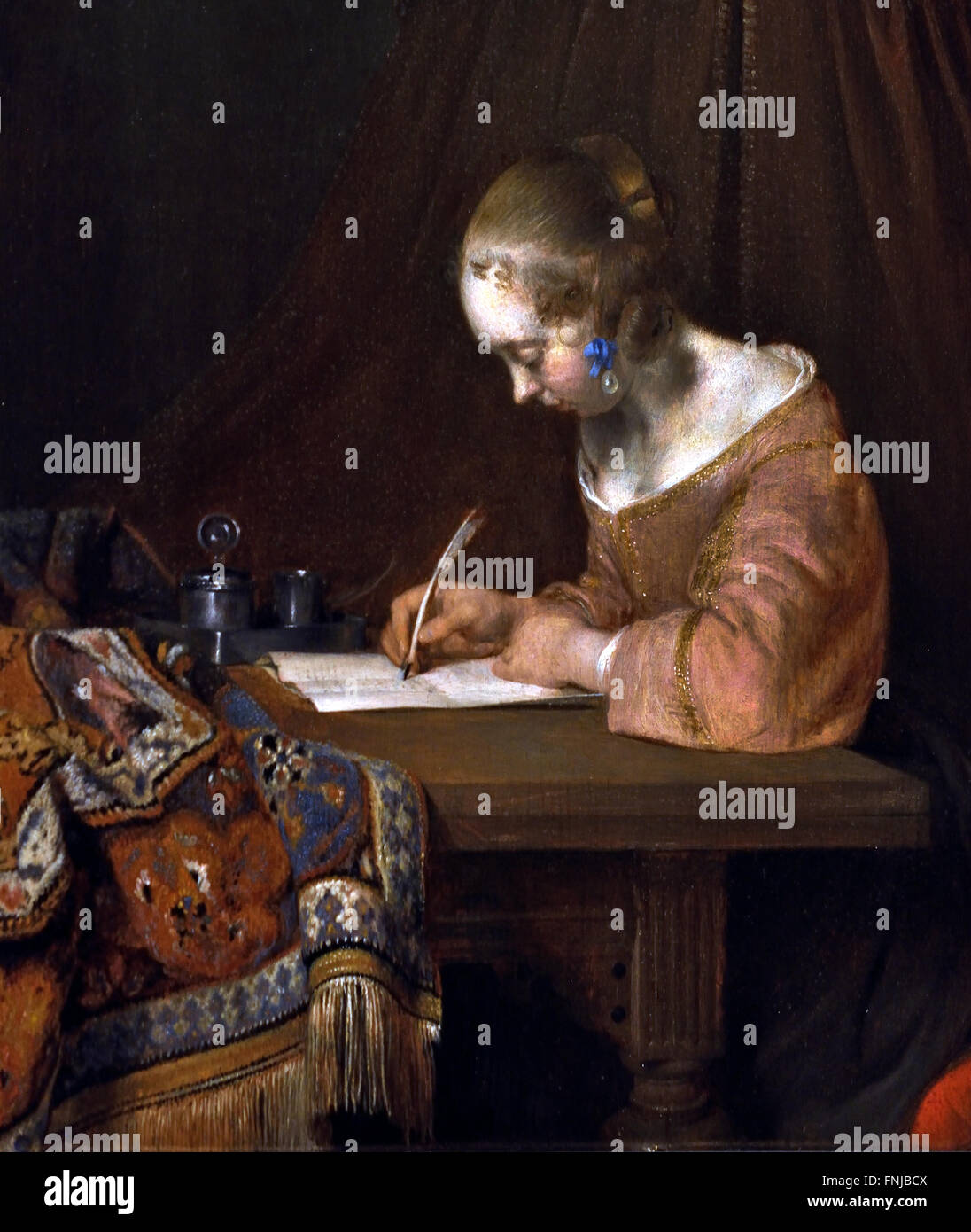 Frau schreibt eine Brief 1655 Gerard ter Borch 1617-1681 niederländischen Niederlande Niederlande Niederlande Stockfoto