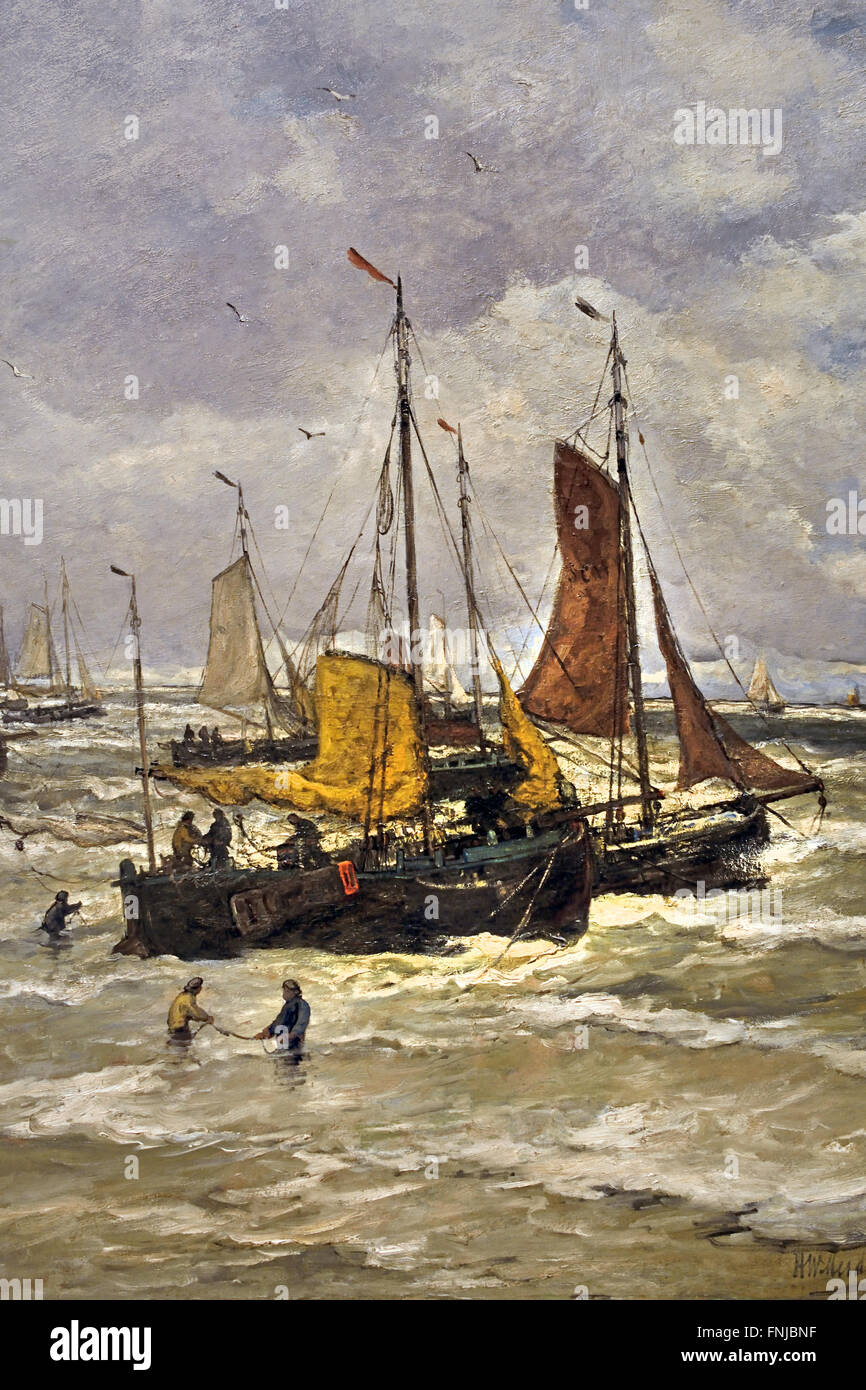 Mit einem Gewicht von Anker von Hendrick Willem Mesdag (1831-1915) war den Haag eine niederländische Marinemalers Niederlande (Scheveningen) Stockfoto