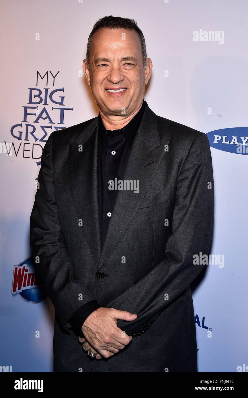 New York, NY, USA. 15. März 2016. Tom Hanks im Ankunftsbereich für AMC Loews Lincoln Sqaure, New York, NY, MY BIG FAT griechischen Hochzeit 2 Premiere 15. März 2016. Bildnachweis: Steven Ferdman/Everett Collection/Alamy Live-Nachrichten Stockfoto